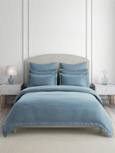 Emblem 100% Cotton 300 TC King Bedsheet with 4 Pillow Covers | Blue Dyed Solid Bedsheet Set