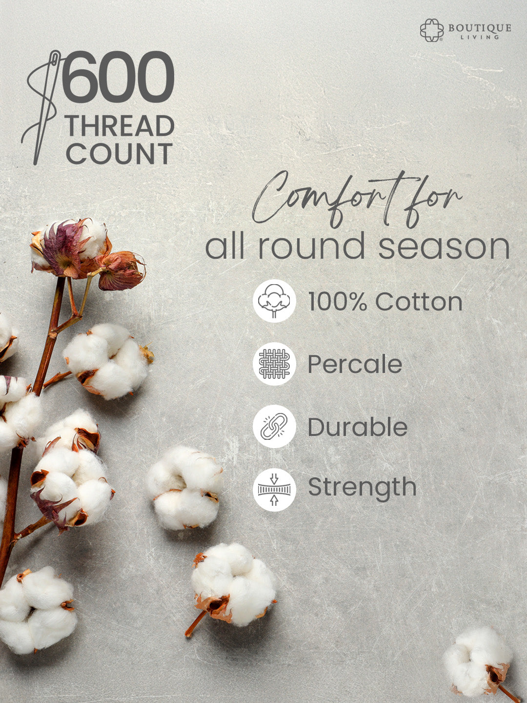 Luxe Loom 100% Cotton 600 TC King Bedsheet with 4 Pillow Covers & 2 Cushion Covers | Purple Printed Bedsheet Set
