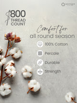 Platinum Pulse 100% Cotton 800 TC King Bedsheet with 4 Pillow Covers & 2 Cushion Covers | Beige Geometrical Bedsheet Set