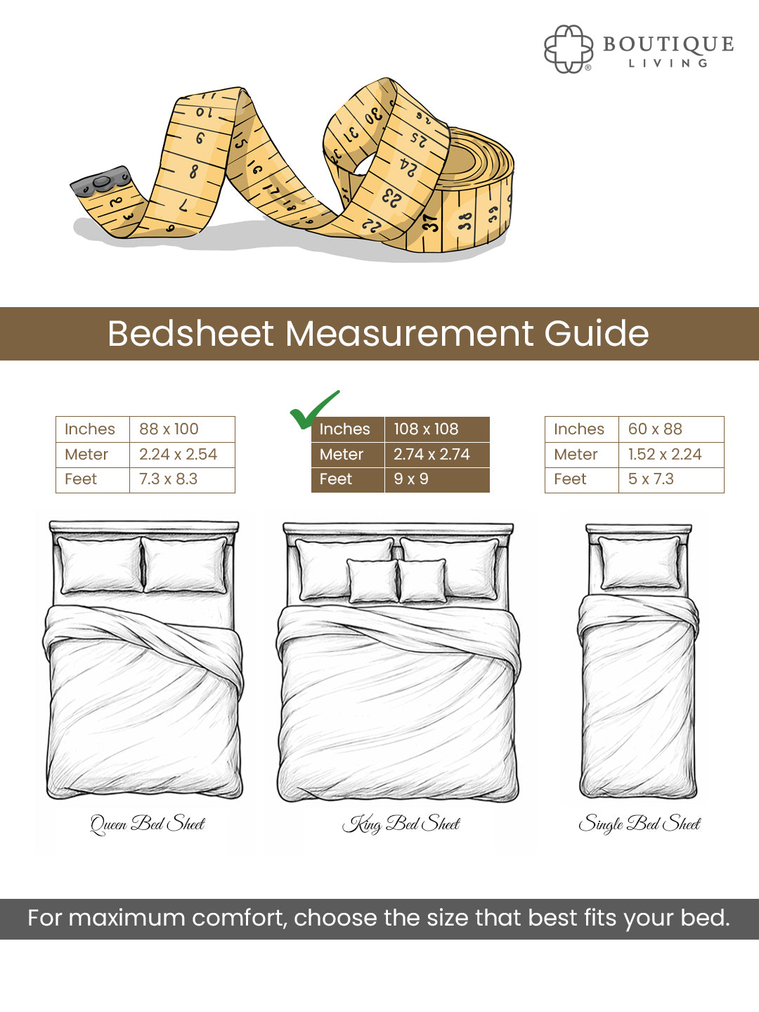 Premium Quality 100% Egyptian Cotton 1000 TC, White King Bedsheet with 4 Pillow Covers (Pearl Stitched), Infinity