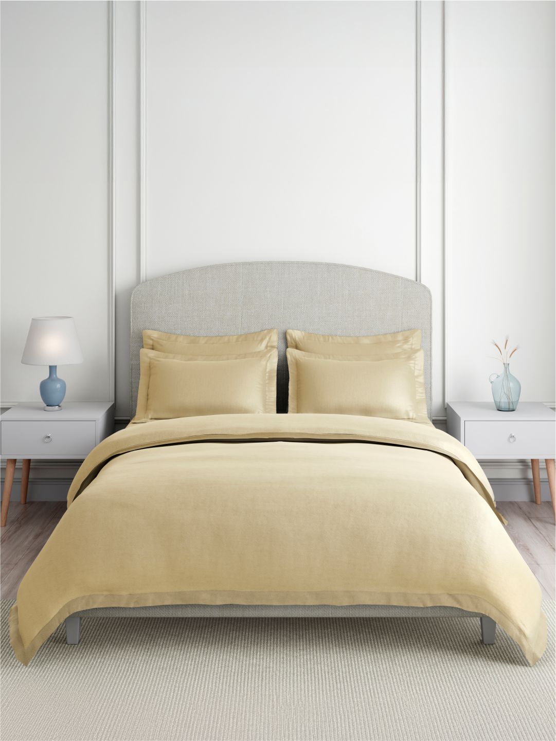 Cotton Charm 100% Cotton 400 TC King Bedsheet with 4 Pillow Covers | Beige Dyed Solid Bedsheet Set