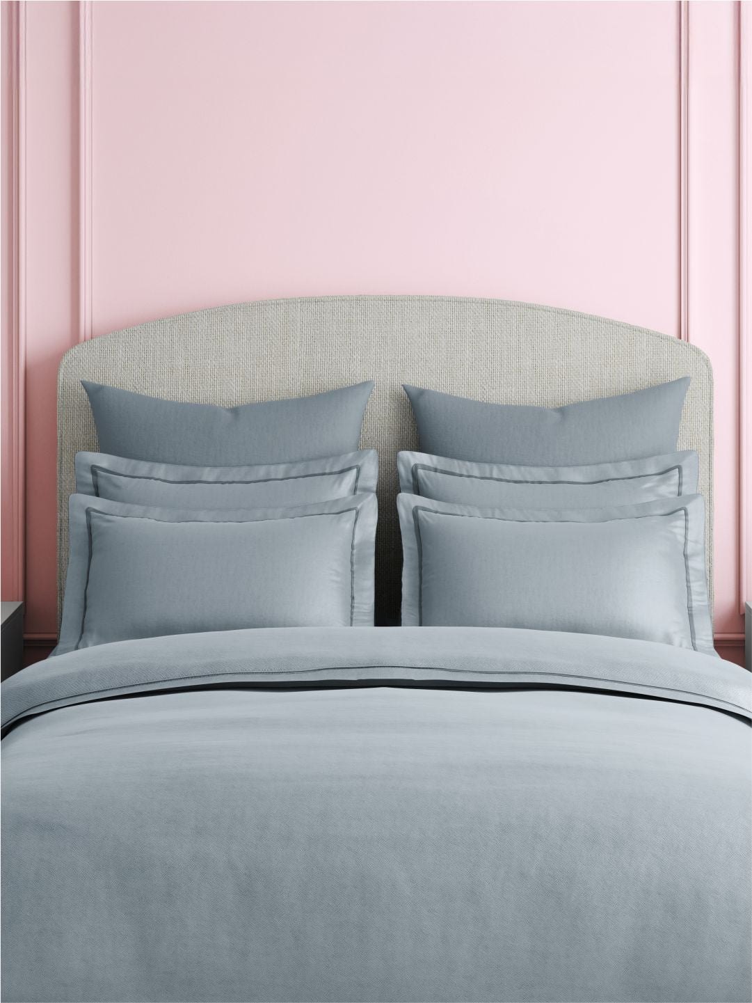 Premium Quality 100% Egyptian Cotton 1000 TC, Blue King Bedsheet with 4 Pillow Covers (Pearl Stitched), Infinity