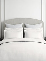 Emblem 100% Cotton 300 TC King Bedsheet with 2 Pillow Covers | White Stripes Bedsheet Set