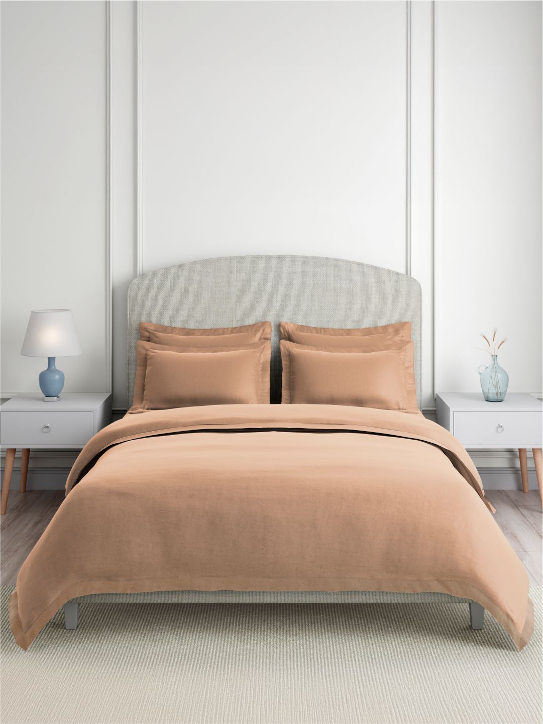 Cotton Charm 100% Cotton 400 TC King Bedsheet with 4 Pillow Covers | Brown Dyed Solid Bedsheet Set
