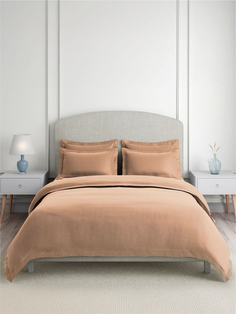 Cotton Charm 100% Cotton 400 TC King Bedsheet with 4 Pillow Covers | Brown Dyed Solid Bedsheet Set