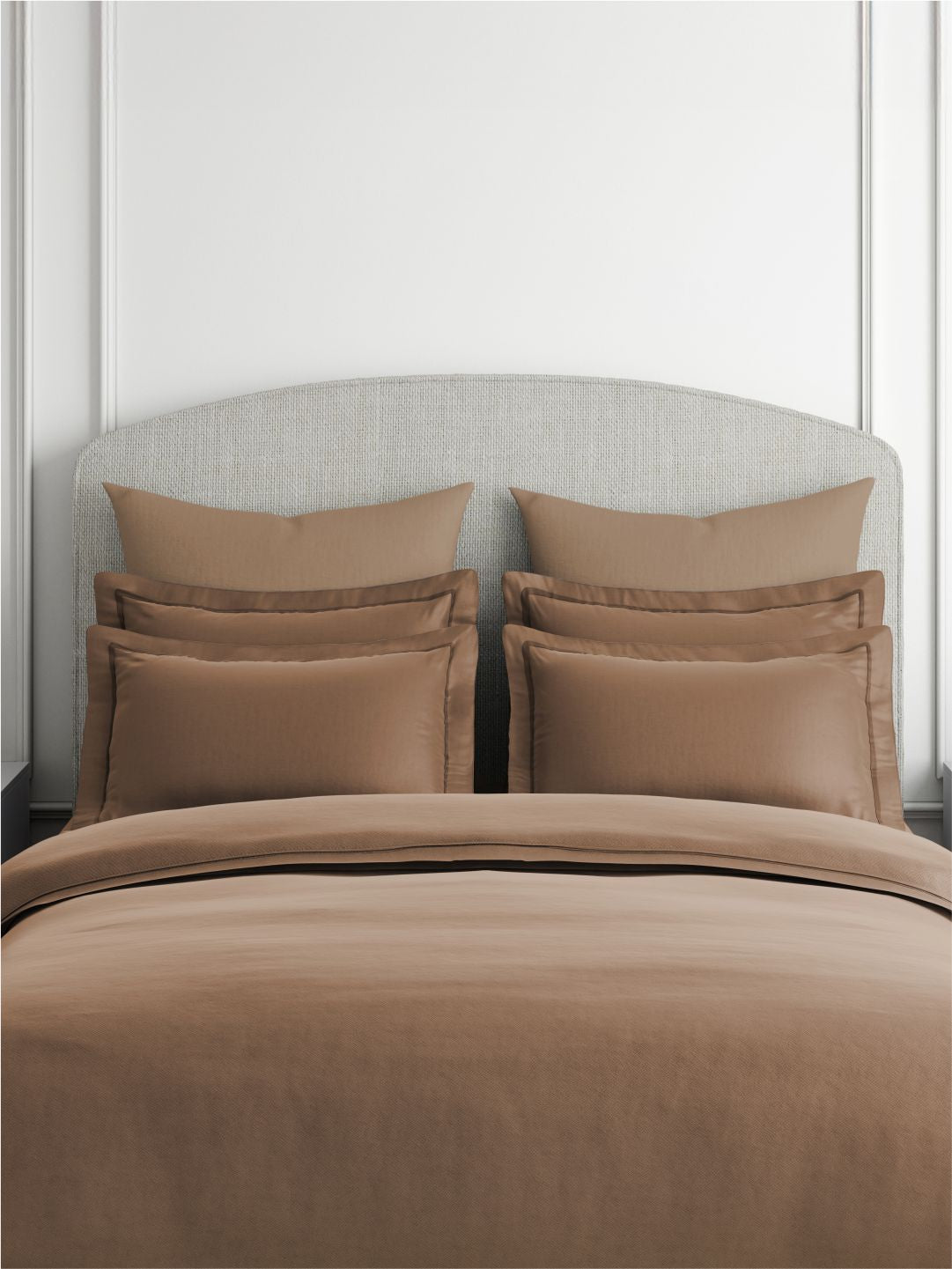 Emblem 100% Cotton 300 TC King Bedsheet with 4 Pillow Covers | Brown Dyed Solid Bedsheet Set