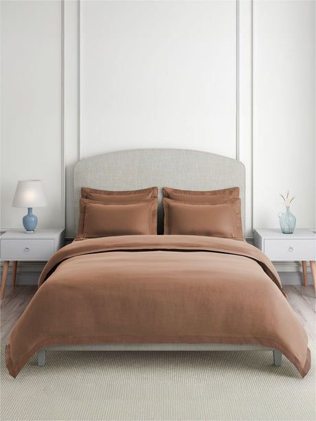 Cotton Charm 100% Cotton 400 TC King Bedsheet with 4 Pillow Covers | Brown Dyed Solid Bedsheet Set
