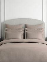 Emblem 100% Cotton 300 TC King Bedsheet with 2 Pillow Covers | Grey Stripes Bedsheet Set