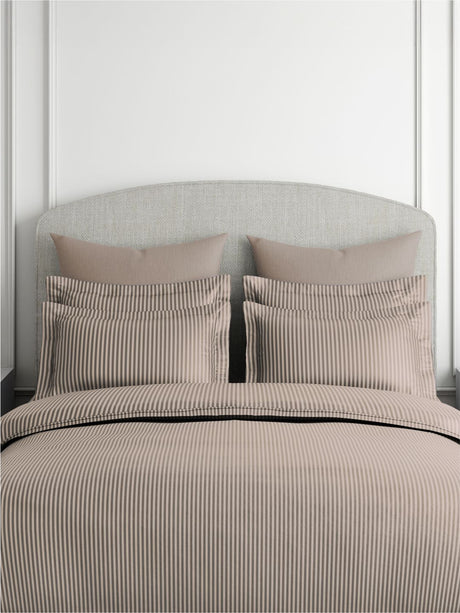 Emblem 100% Cotton 300 TC King Bedsheet with 2 Pillow Covers | Grey Stripes Bedsheet Set