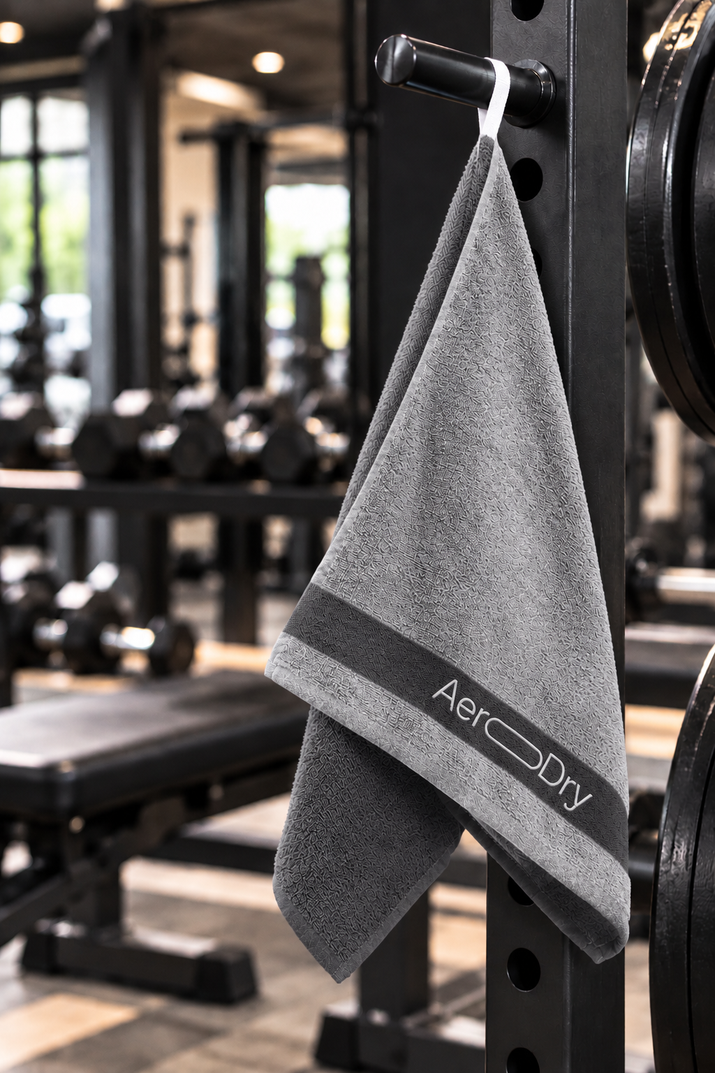 AeroDry 550 GSM 100% Cotton Reversible Sport Towel - Grey, 50 x 100 cm