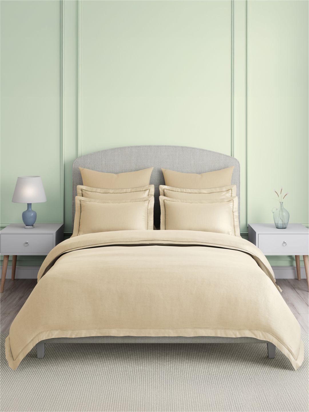 Natures Bamboo Cotton 180 TC King Bedsheet with 2 Pillow Covers | Cream Solid Bedsheet Set