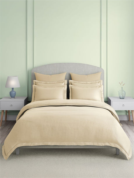 Natures Bamboo Cotton 180 TC King Bedsheet with 2 Pillow Covers | Cream Solid Bedsheet Set