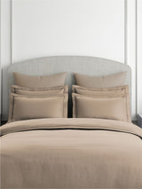 Emblem 100% Cotton 300 TC King Bedsheet with 4 Pillow Covers | Beige Dyed Solid Bedsheet Set