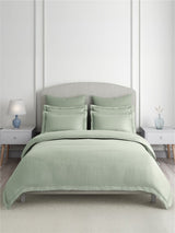 Emblem 100% Cotton 300 TC King Bedsheet with 4 Pillow Covers | Green Dyed Solid Bedsheet Set