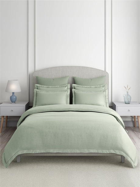 Emblem 100% Cotton 300 TC King Bedsheet with 4 Pillow Covers | Green Dyed Solid Bedsheet Set