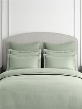 Emblem 100% Cotton 300 TC King Bedsheet with 4 Pillow Covers | Green Dyed Solid Bedsheet Set