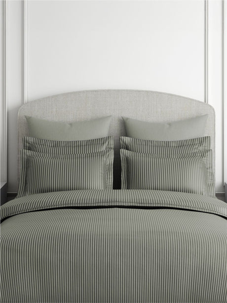 Emblem 100% Cotton 300 TC King Bedsheet with 2 Pillow Covers | Grey Stripes Bedsheet Set