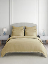 Emblem 100% Cotton 300 TC King Bedsheet with 4 Pillow Covers | Yellow Dyed Solid Bedsheet Set