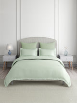 Emblem 100% Cotton 300 TC King Bedsheet with 2 Pillow Covers | Green Stripes Bedsheet Set