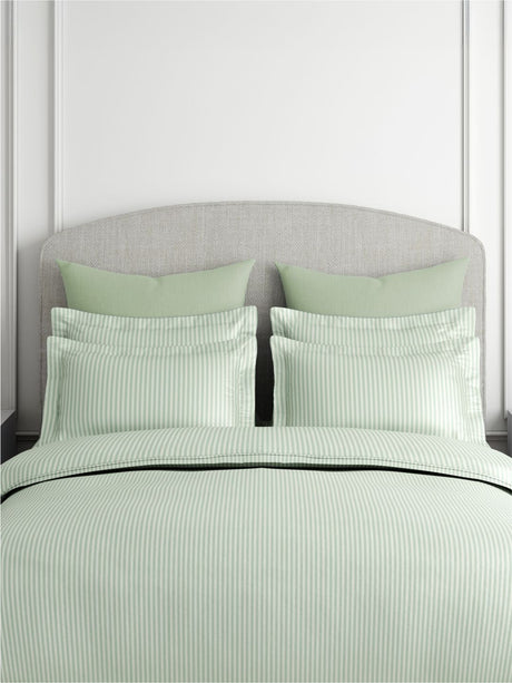 Emblem 100% Cotton 300 TC King Bedsheet with 2 Pillow Covers | Green Stripes Bedsheet Set