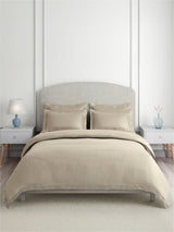 Cotton Charm 100% Cotton 400 TC King Bedsheet with 4 Pillow Covers | Cream Dyed Solid Bedsheet Set