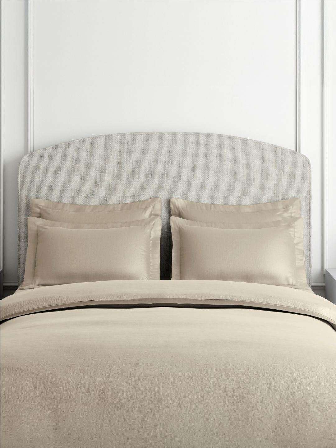 Cotton Charm 100% Cotton 400 TC King Bedsheet with 4 Pillow Covers | Cream Dyed Solid Bedsheet Set