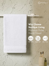 Platinum Pulse 100% Cotton 625 GSM White Hand Towels (Pack of 2)