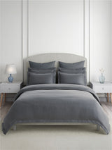 Emblem 100% Cotton 300 TC King Bedsheet with 4 Pillow Covers | Grey Dyed Solid Bedsheet Set