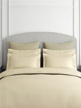 Emblem 100% Cotton 300 TC King Bedsheet with 2 Pillow Covers | Beige Stripes Bedsheet Set