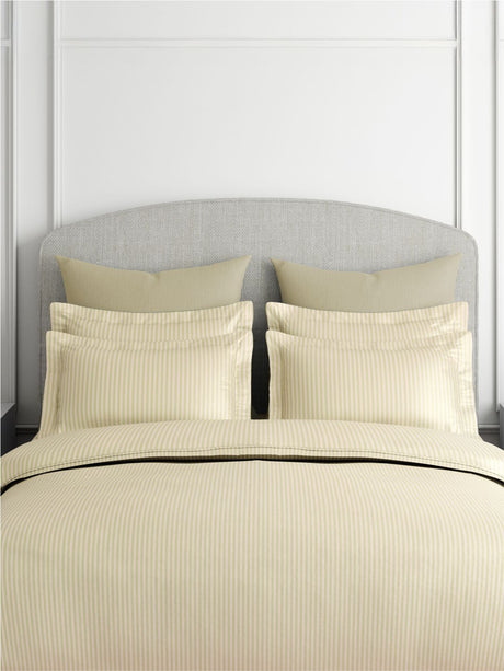 Emblem 100% Cotton 300 TC King Bedsheet with 2 Pillow Covers | Beige Stripes Bedsheet Set