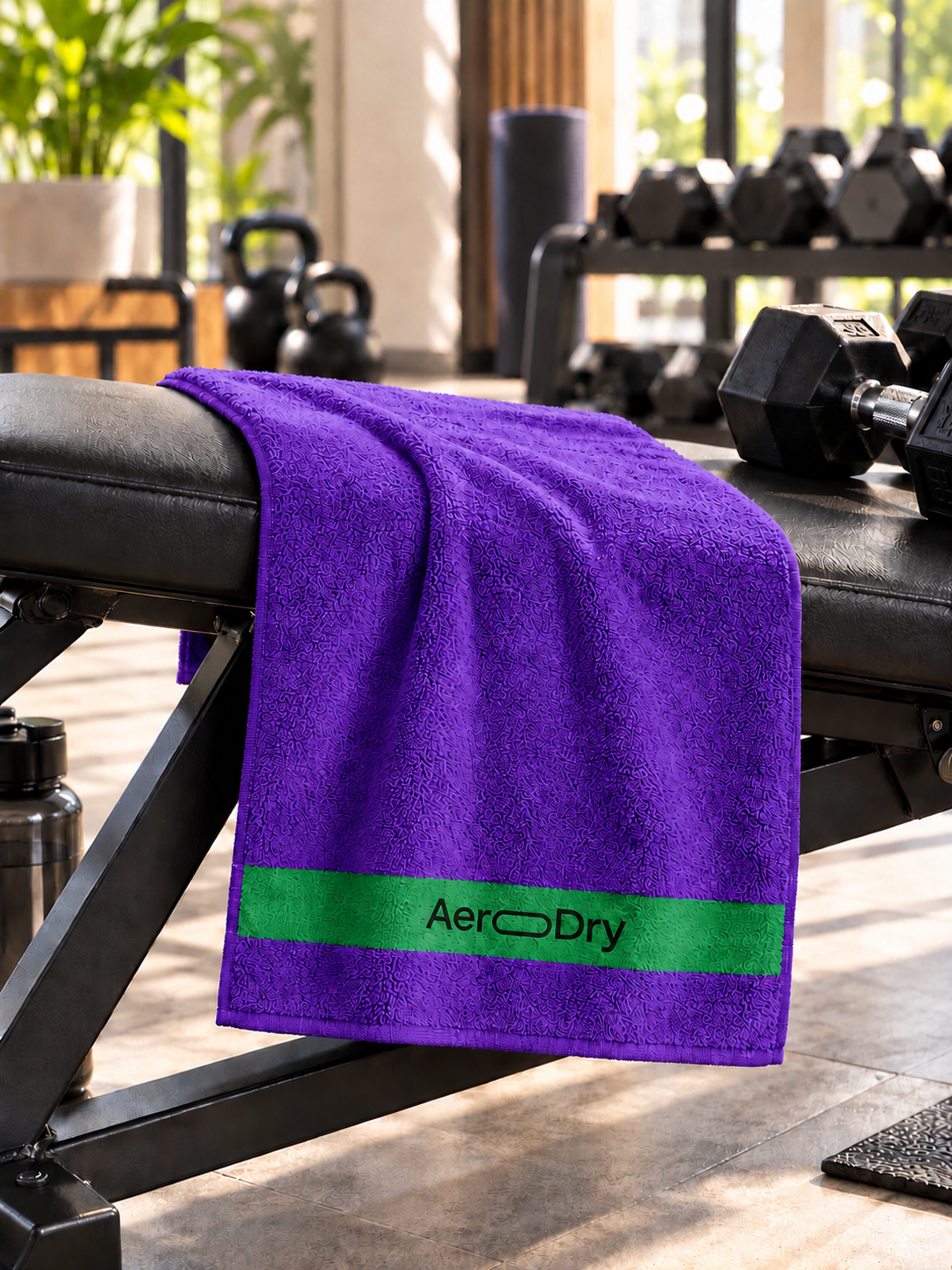 AeroDry 550 GSM 100% Cotton Reversible Sport Towel - Purple, 50 x 100 cm