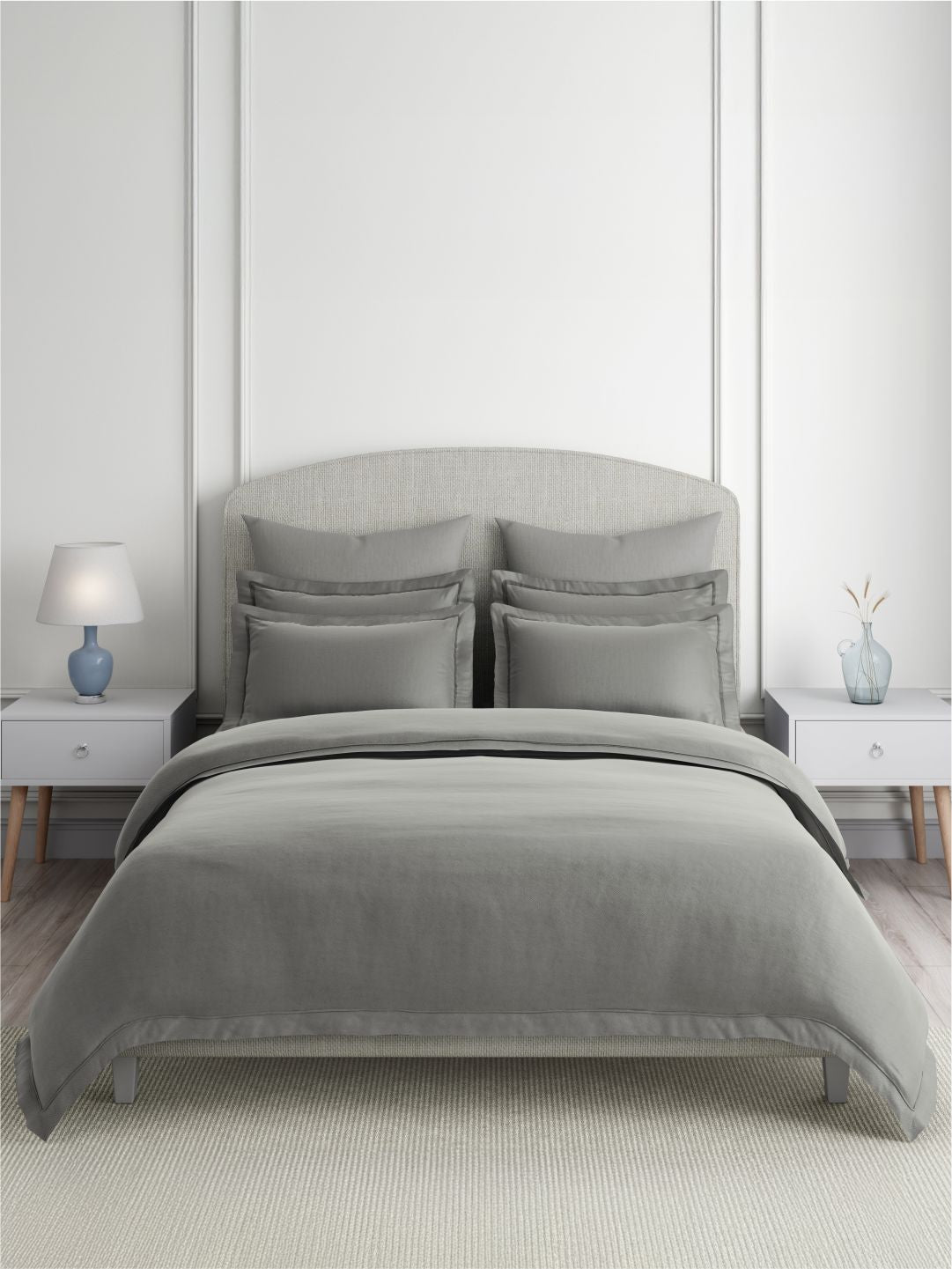Emblem 100% Cotton 300 TC King Bedsheet with 4 Pillow Covers | Dark Grey Dyed Solid Bedsheet Set