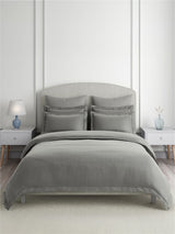 Emblem 100% Cotton 300 TC King Bedsheet with 4 Pillow Covers | Dark Grey Dyed Solid Bedsheet Set