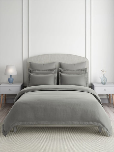 Emblem 100% Cotton 300 TC King Bedsheet with 4 Pillow Covers | Dark Grey Dyed Solid Bedsheet Set