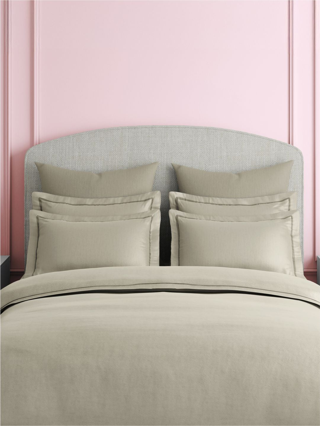 Premium Quality 100% Egyptian Cotton 1000 TC Grey King Bedsheet with 4 Pillow Covers (Pearl Stitched), Infinity
