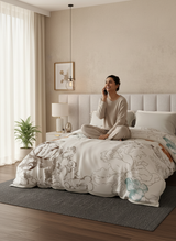 Luxe Loom 800 GSM White Floral Print 2 Ply Double Premium Mink Blanket (Size - 2.20 m x 2.40 m)