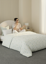 Reversible Double Comforter 100% Cotton 300 TC — Blue & Green Floral Design | Cottage Garden Collection, Cozy Winter Bedding