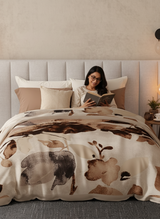 Luxe Loom 800 GSM Brown Floral Print 2 Ply Double Premium Mink Blanket (Size - 2.20 m x 2.40 m)