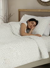 Cottage Garden 100% Cotton 300 TC Single Bedsheet with 1 Pillow Cover - White Floral