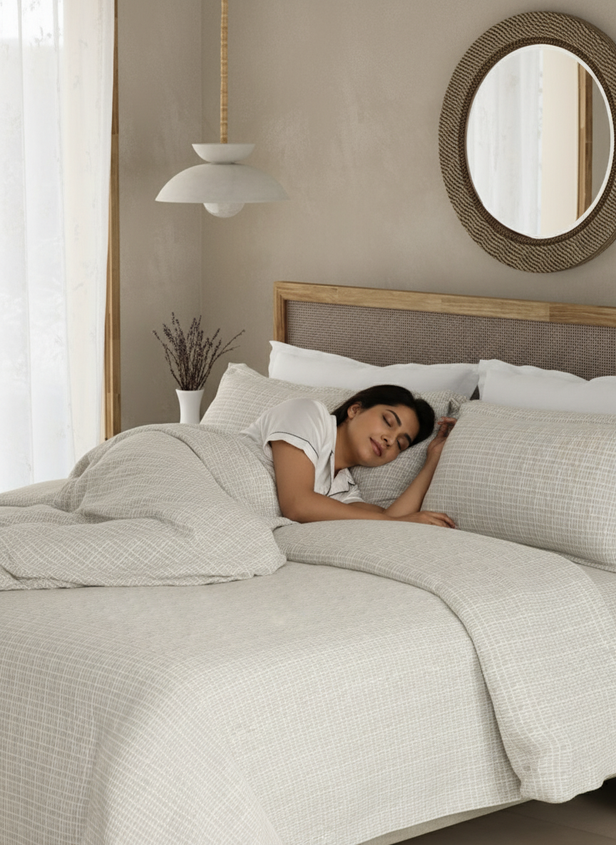 Cottage Garden 100% Cotton 300 TC King Bedsheet with 2 Pillow Covers - Grey Printed