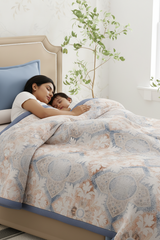 Single Size 2-Ply Blanket for Mild Winter, Blue & White Printed (2.20 L m x 1.60 W m), Gardenia Augusta