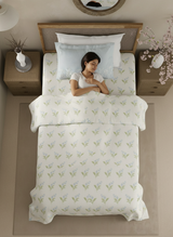 Valatia 100% Cotton 200 TC Single Bedsheet with 1 Pillow Cover - Cream, Green & Blue Floral