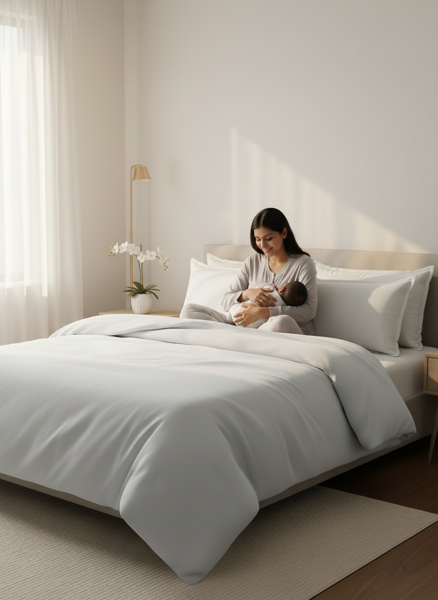 100% Cotton Double Comforter, 600 TC Solid Dyed Gypsum (Grey), For Mild Winter, All Season - Luxe Loom