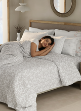 Valatia 100% Cotton 200 TC Double Bedsheet with 2 Pillow Covers - Grey & White Floral