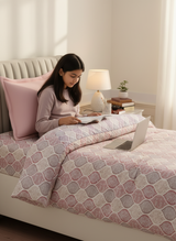 100% Cotton Reversible Single Comforter, 152 TC Pink & Purple Floral Print, Embrace Collection