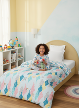 100% Cotton Blue Reversible Single Comforter For Kids, 200 TC Space & Rocket Print, Rock N Room Collection