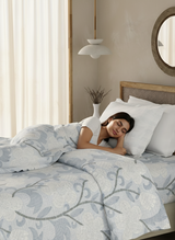 Valatia 100% Cotton 200 TC Single Bedsheet with 1 Pillow Cover - Blue Floral