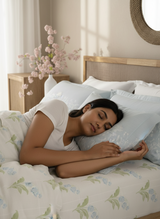 Valatia 100% Cotton 200 TC Double Bedsheet with 2 Pillow Covers - Green & Blue Floral