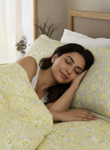 Valatia 100% Cotton 200 TC Double Bedsheet with 2 Pillow Covers - Yellow Floral