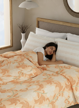 Valatia 100% Cotton 200 TC Double Bedsheet with 2 Pillow Covers - Orange Floral